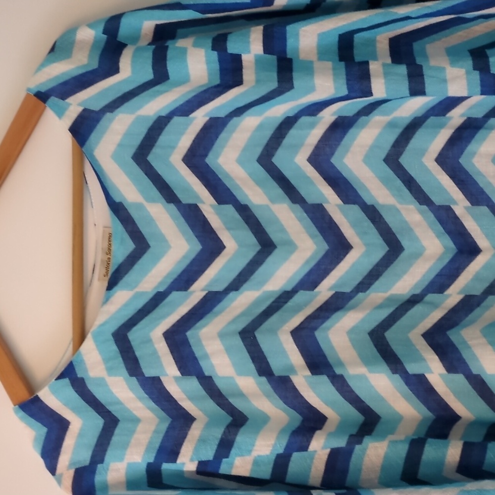Chevron Patterned Blue & White Mediterranean Line… - image 2